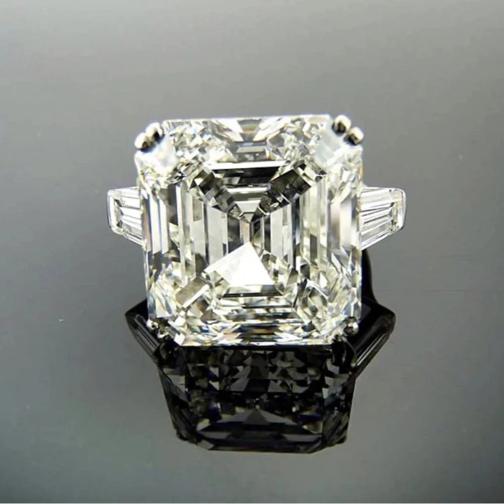 5.62ct  Exaggerated Hip Hop Bolt Bling Silver Pinky Ring Asscher Cut Men's